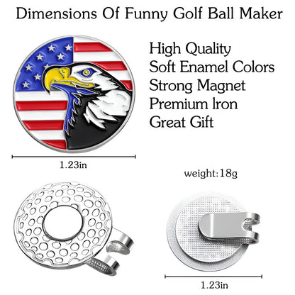 Cartoon American Flag Shaped Magnetic Metal Hat Clip Detachable Ball Position Mark Round Accessory