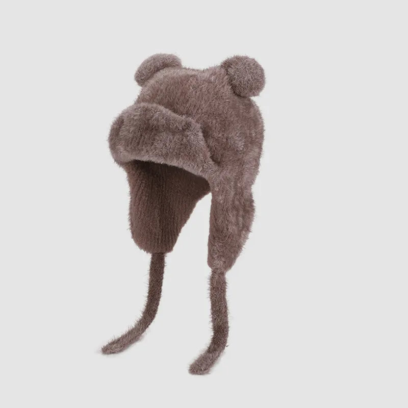 Teddy Fleece Bear Ear Hat | Kids Winter Trapper Hat