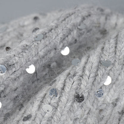 Warm Sequin Rabbit Fur Knitted Hat with Ear Protection
