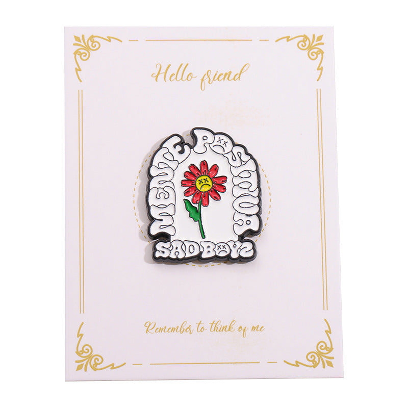 Creative Anime Character Hat Badge Sunflower Shape Letter Pin Hat Clip