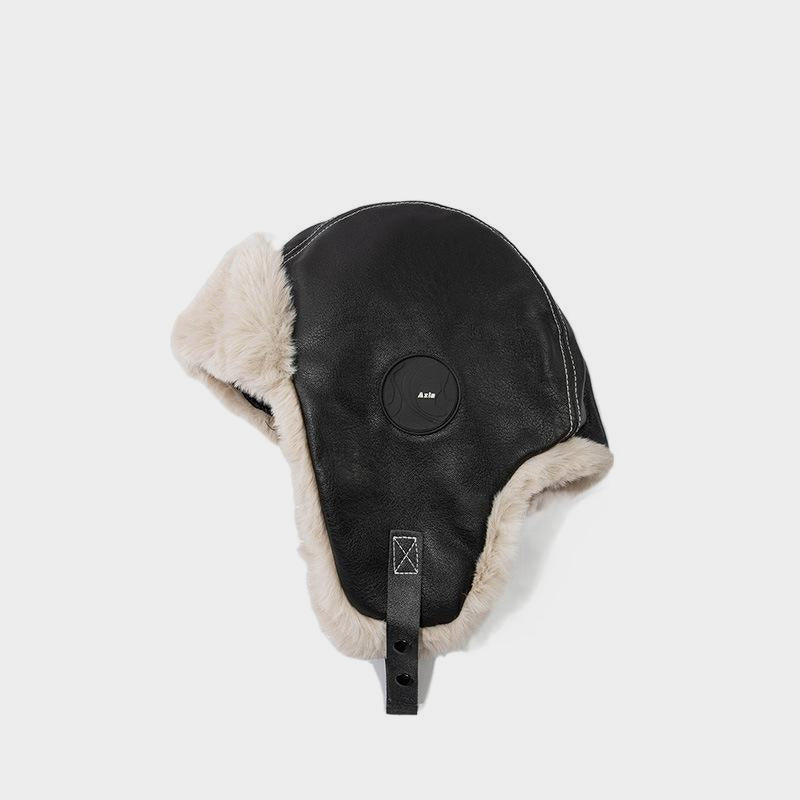 Retro Leather Fleece-Lined Warm Aviator Hat