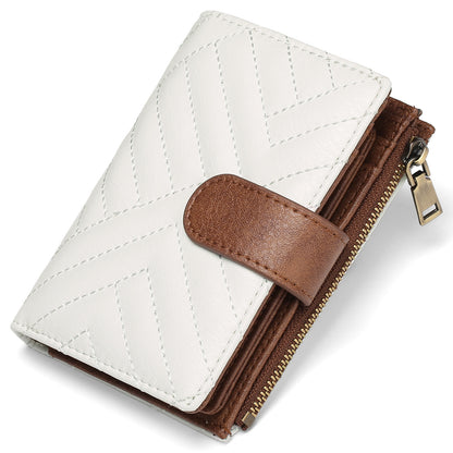 Anti-theft Brush Gift Box Set Small Chanel Style Embroidered Color Block Women's Short Wallet 70% off Purse