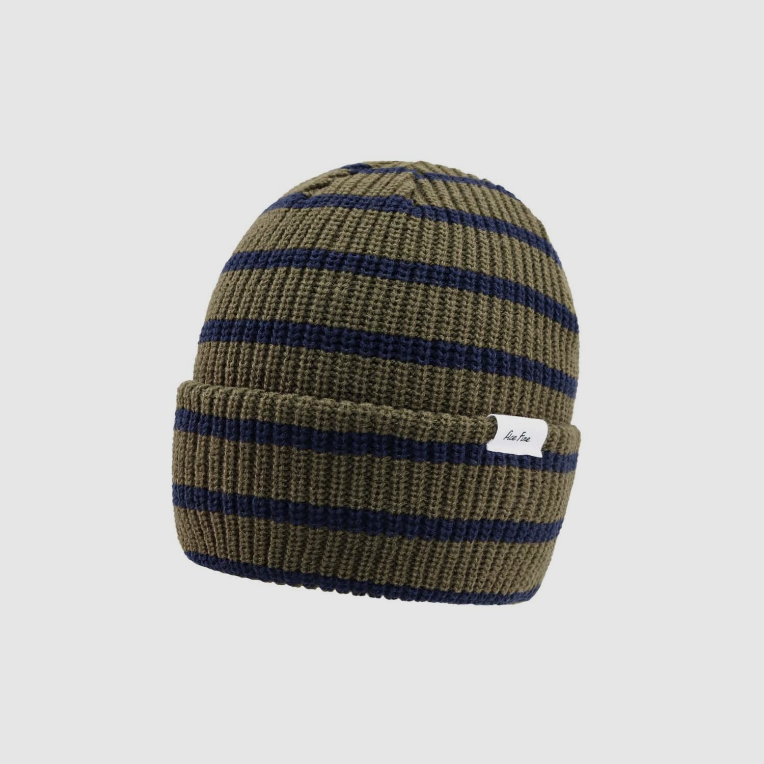 Label Striped Knit Beanie