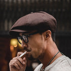 Eight panel newsboy cap design with structured rounded crown detail