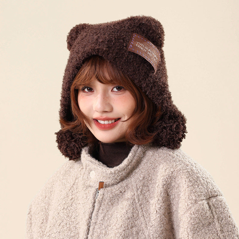 Teddy Fleece Pom-Pom Ear-Flap Warm Hat