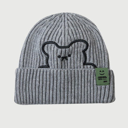 Bear Embroidered Knitted Hat