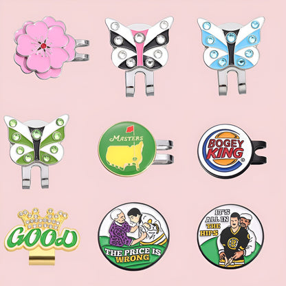 GOLF Metal Magnetic Ball Position Marker Personalized Cherry Blossom Butterfly Crown Golf Hat Clip
