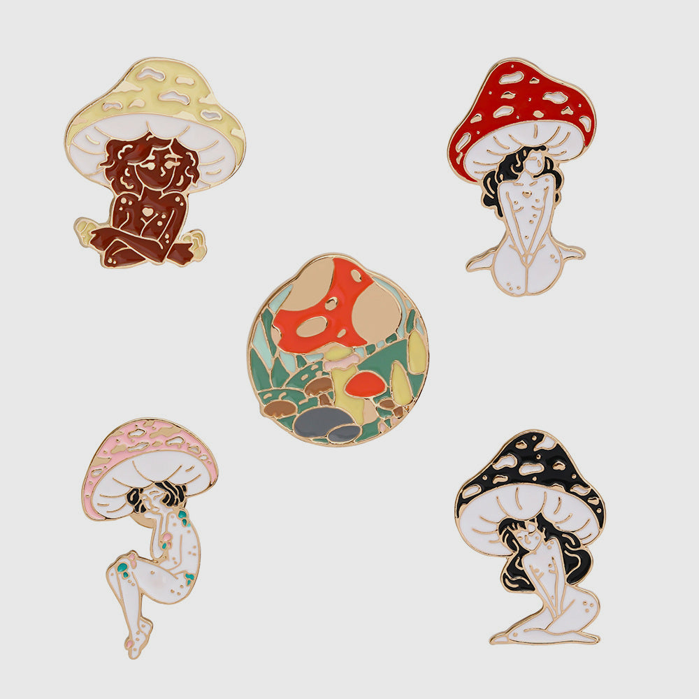 Yi Mushroom Harajuku Girl Brooch Badge