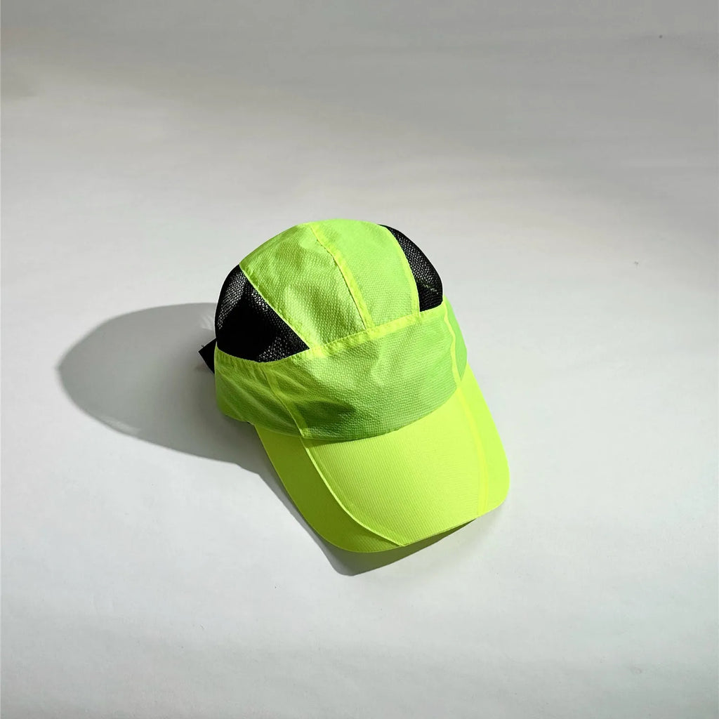 Black mesh panel sports cap designed with enhanced ventilation and modern athletic style