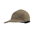 Khaki cotton 5 panel baseball cap featuring a minimalist front logo, tonal stitching and a curved peak
