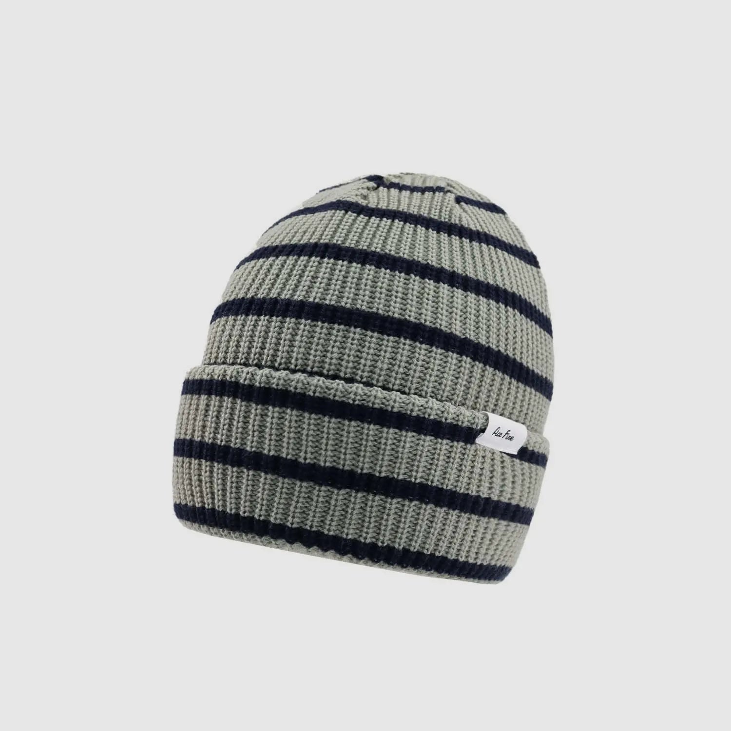 Striped Acrylic Knit Beanie – Warm Stretch Winter Hat with Classic Ribbed Design