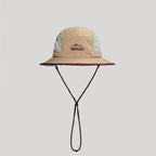 Lightweight nylon bucket hat with wide brim, embroidered logo and outdoor style