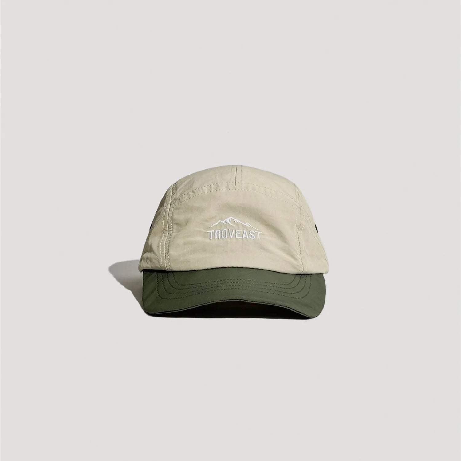 Low profile nylon outdoor cap with curved brim and minimalist hiking style