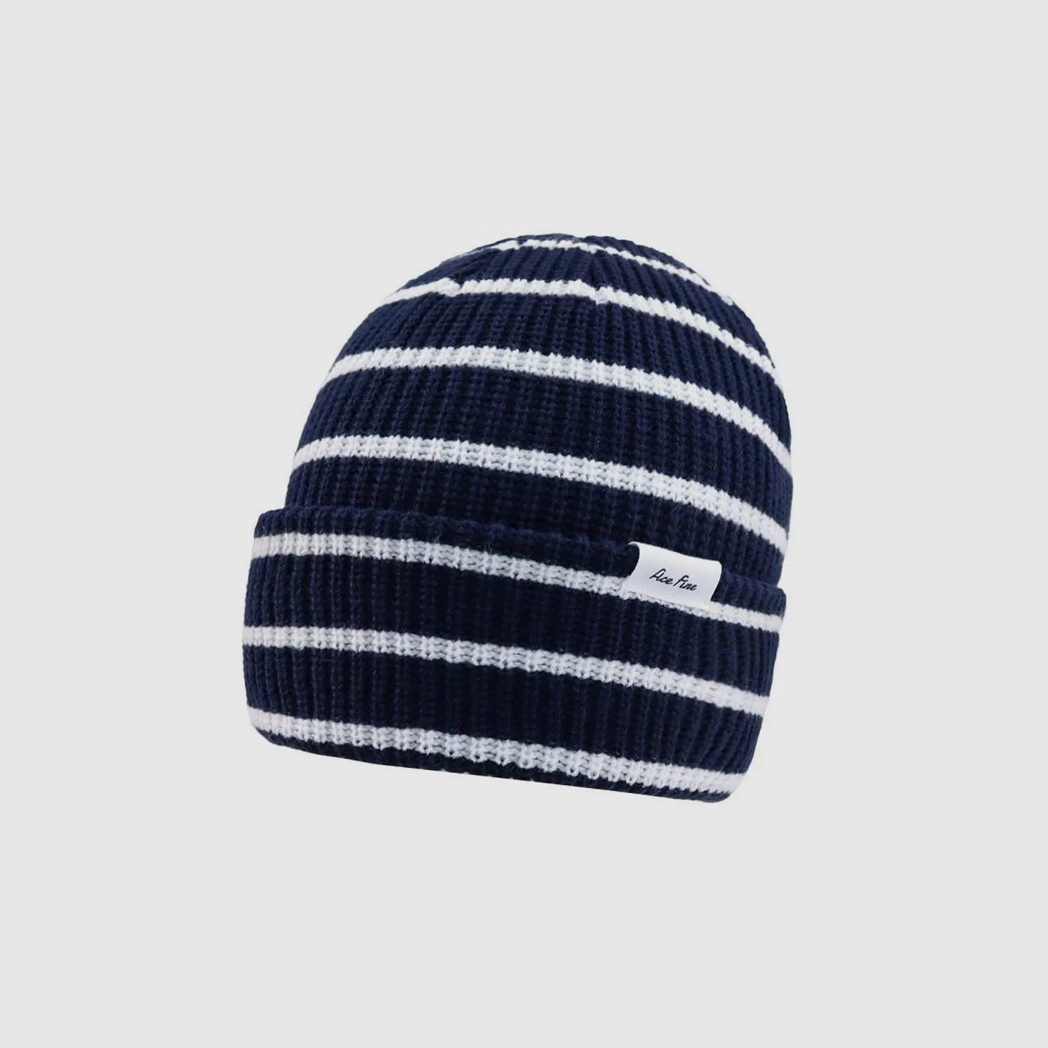 Striped Acrylic Knit Beanie – Warm Stretch Winter Hat with Classic Ribbed Design