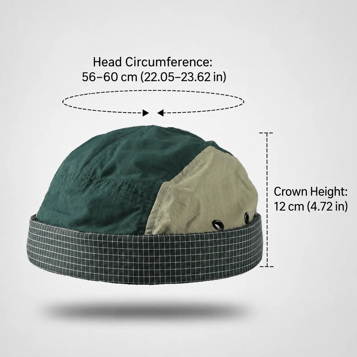 Mesh slouch docker size guide in green