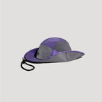 Nylon outdoor bucket hat side profile with wide brim and colour block panel design