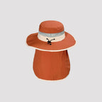 Outdoor safari hat with neck guard and adjustable chin strap for wind protection and sun safety