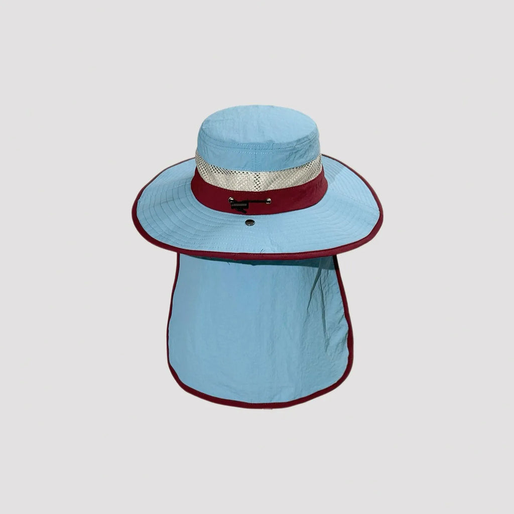 Packable outdoor sun hat with neck flap designed for hiking, fishing and summer travel