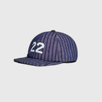 Striped Number 22 Embroidered Cotton Flat-Brim Cap