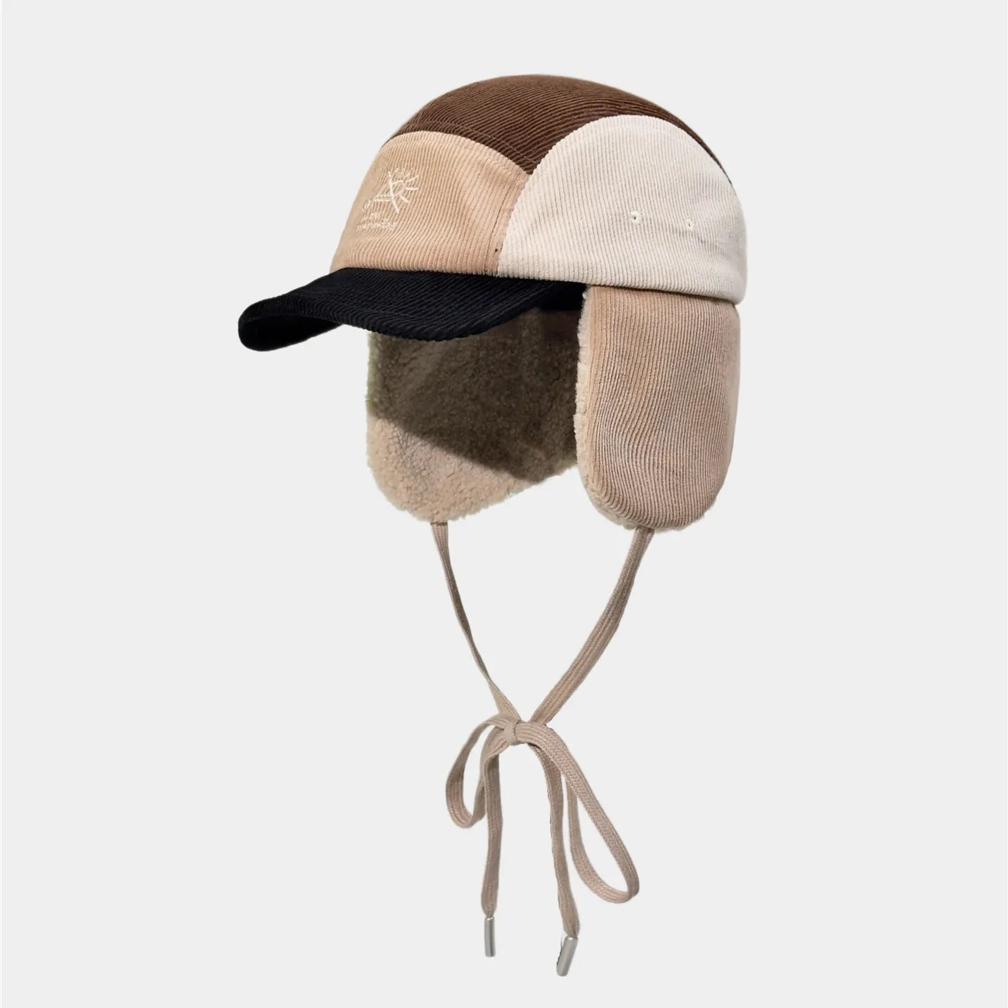 Retro corduroy trapper cap with ear flaps, fleece lining and vintage winter look