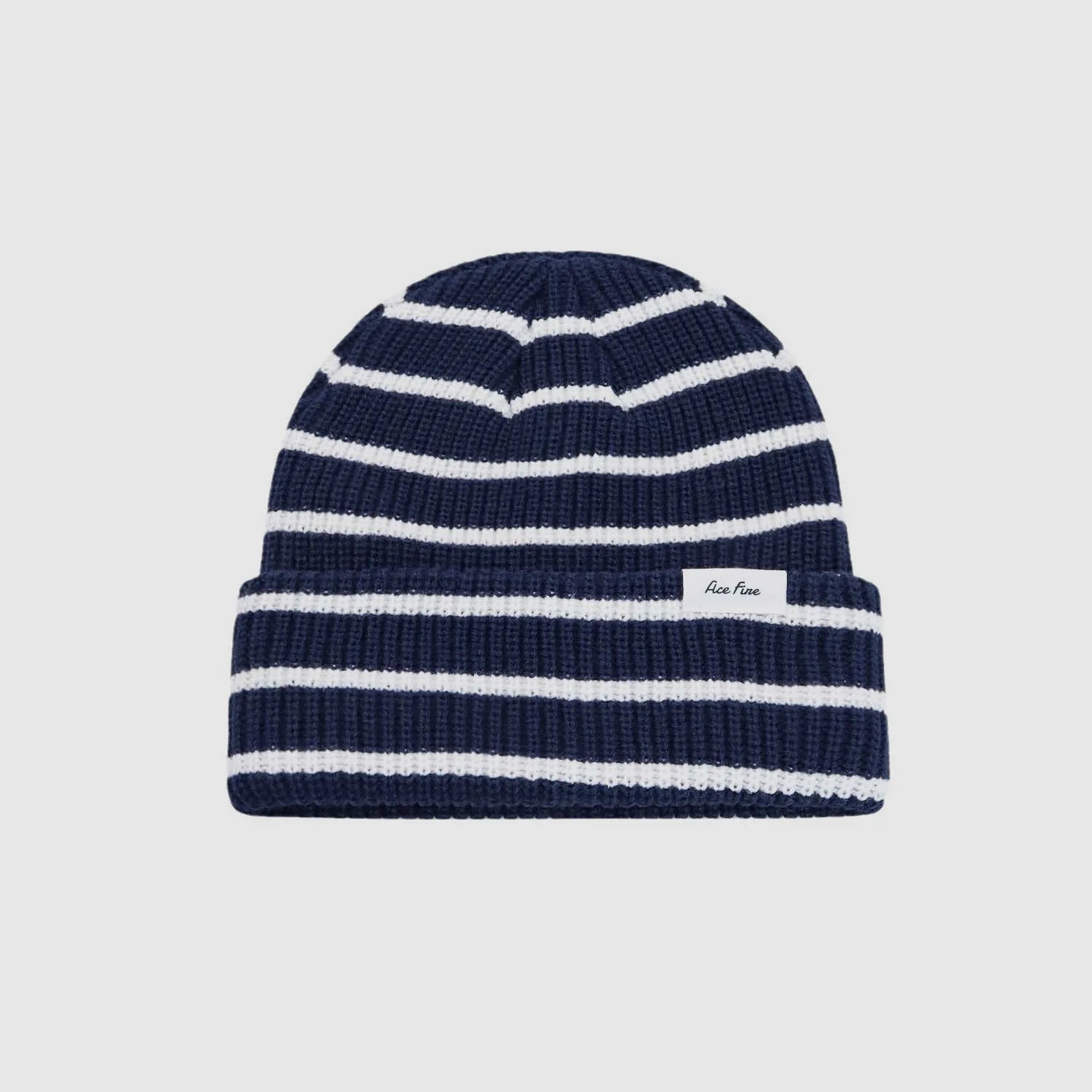 Striped Acrylic Knit Beanie – Warm Stretch Winter Hat with Classic Ribbed Design