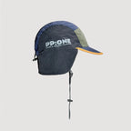 Navy nylon outdoor ear cover hat with adjustable chin cord and modern design