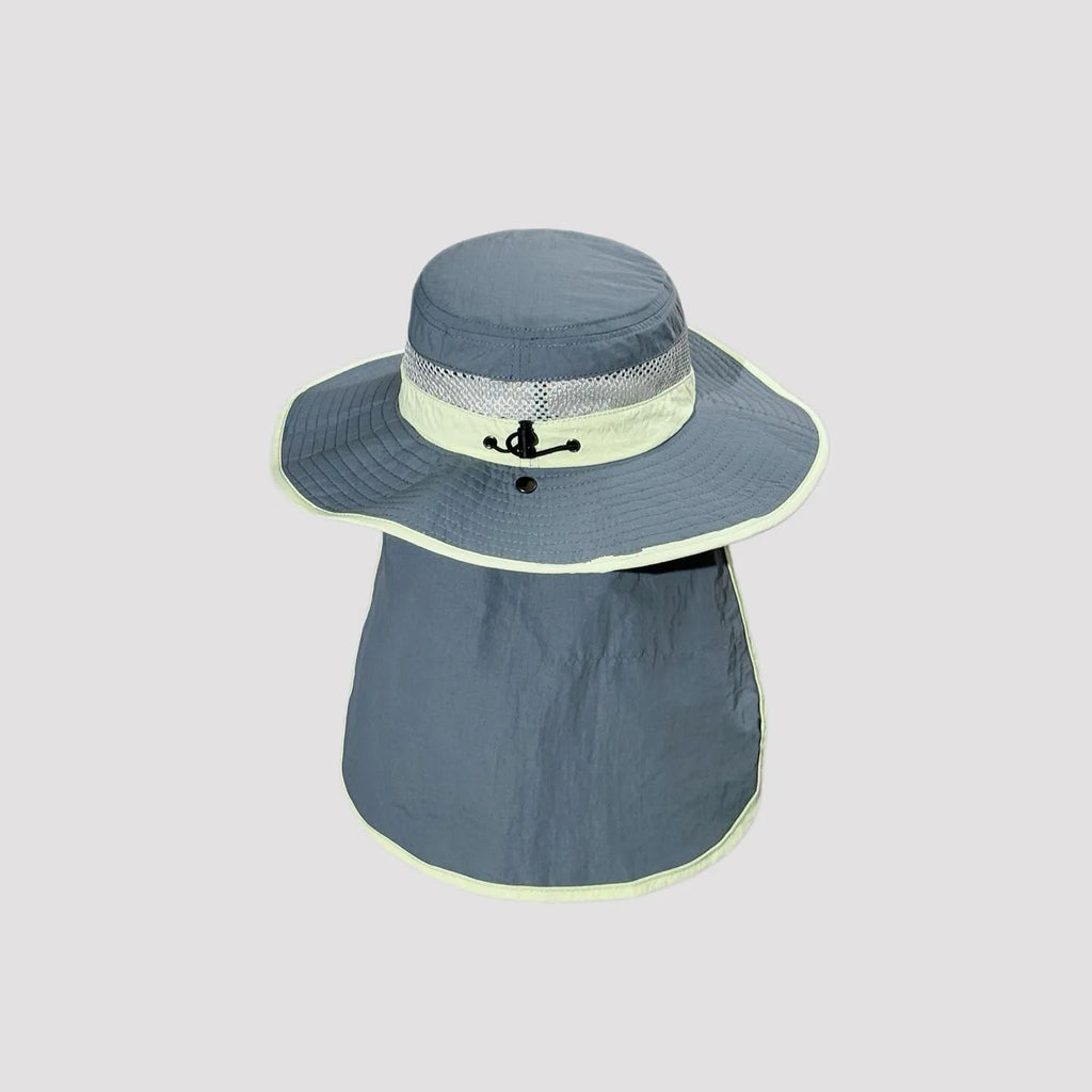 Unisex sun hat with neck flap providing full neck coverage and comfortable protection for hiking, fishing and outdoor adventures