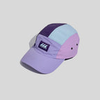 Waterproof sports cap in pastel colours, shown at an angle with a logo patch, crinkled finish and curved peak