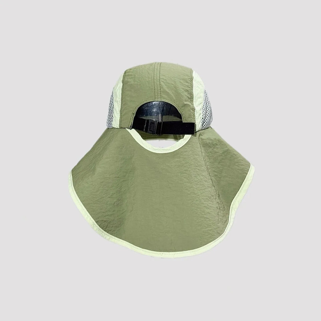 Adjustable outdoor sun hat with full neck flap coverage and breathable mesh back panel