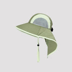 Lightweight outdoor bucket hat with mesh ventilation panels and extended neck cover for sun protection