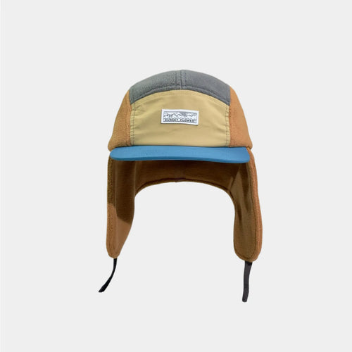 Retro fleece aviator cap with contrast panels and outdoor inspired design